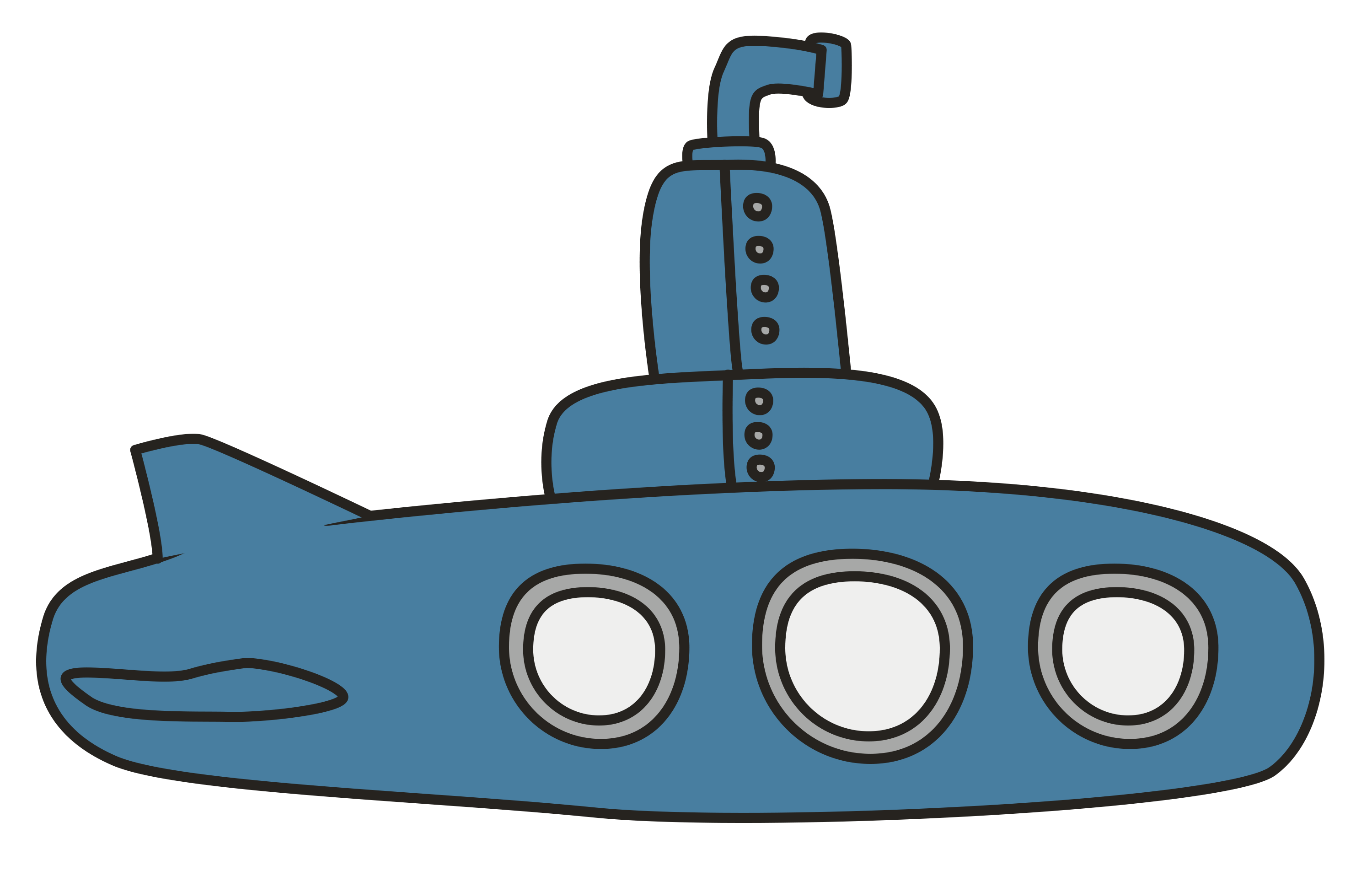 A blue submarine.